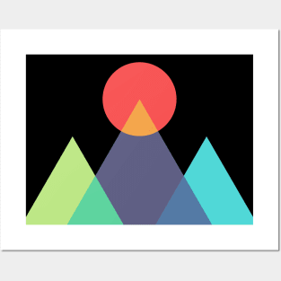 Abstract Mountains & Sun Posters and Art